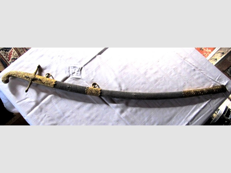 Militaria Ungarn k u k Monarchie Magnatensäbel Feuervergoldung Rochenhaut 19. Jhdt 