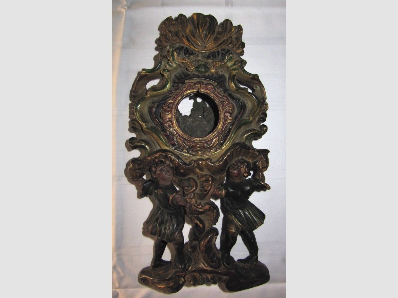 Grödner Taschenuhrenständer Holz Originale Fassung 18. Jhdt 