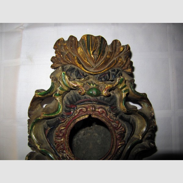 Grödner Taschenuhrenständer Holz Originale Fassung 18. Jhdt 